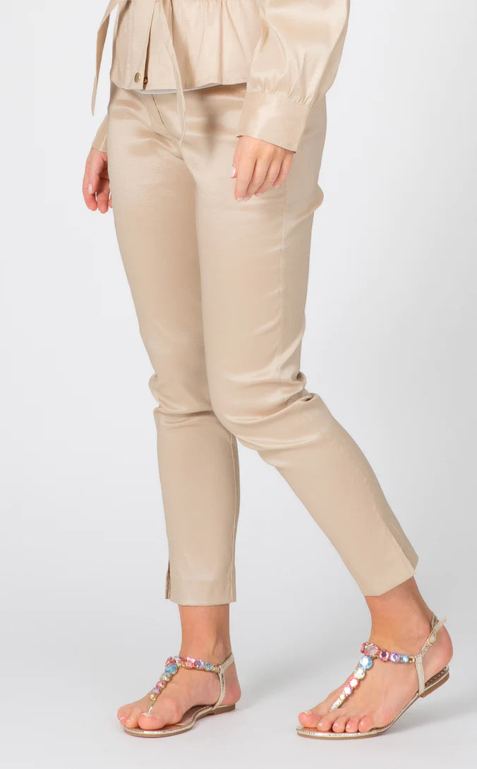 Buy Gold Embroidered Light Festive Slim Pants Online - W for Woman
